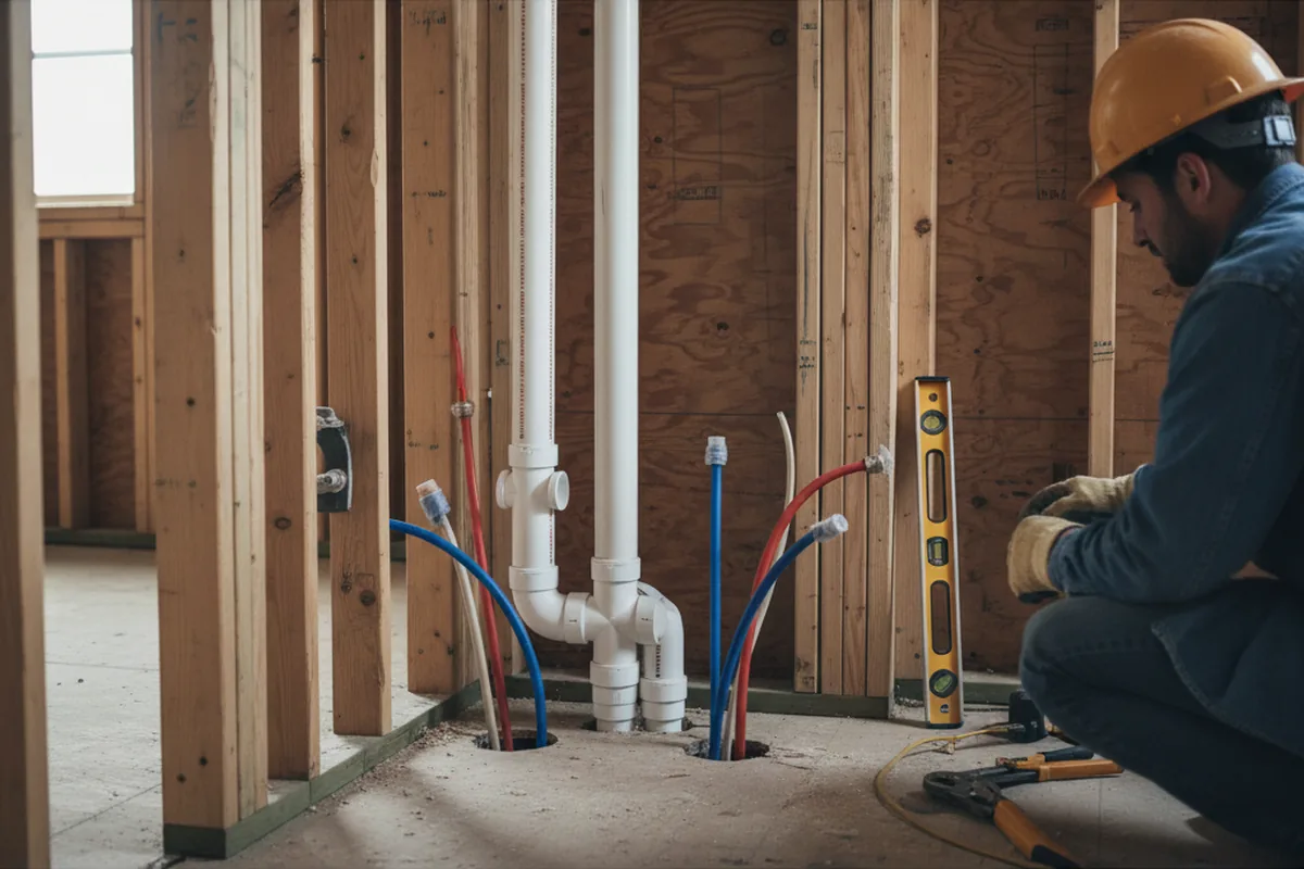 Drain and supply rough-in during Sump Pump Repair in Readyville